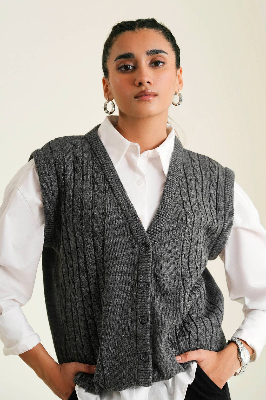 Button Down Sweater Sleeve Less