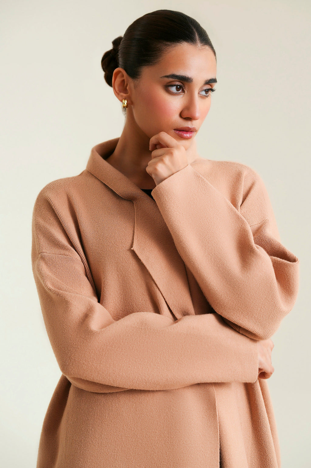 Cardigan Style Sweater - Camel