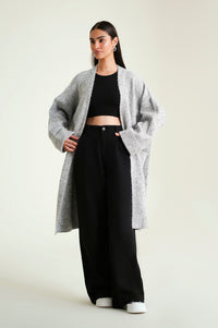 Cardigan Style Sweater - Light Grey