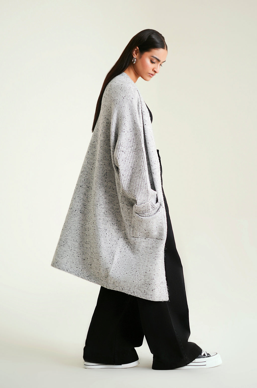 Cardigan Style Sweater - Light Grey