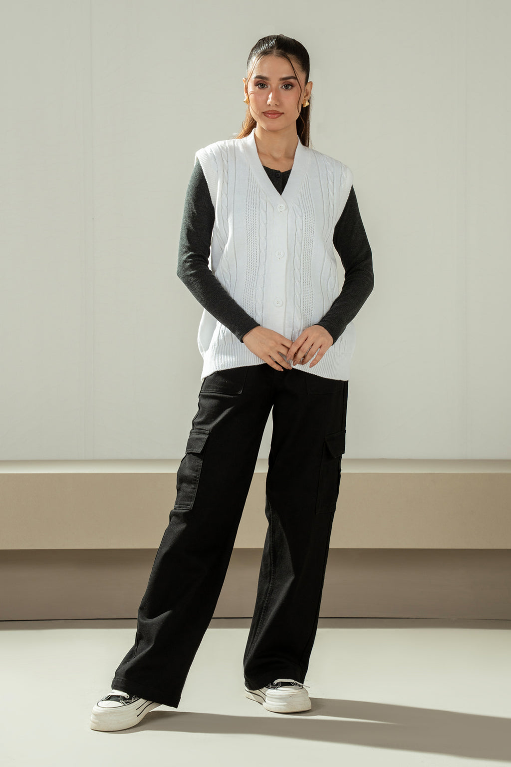 STYLIZED BUTTON DOWN CARDIGAN