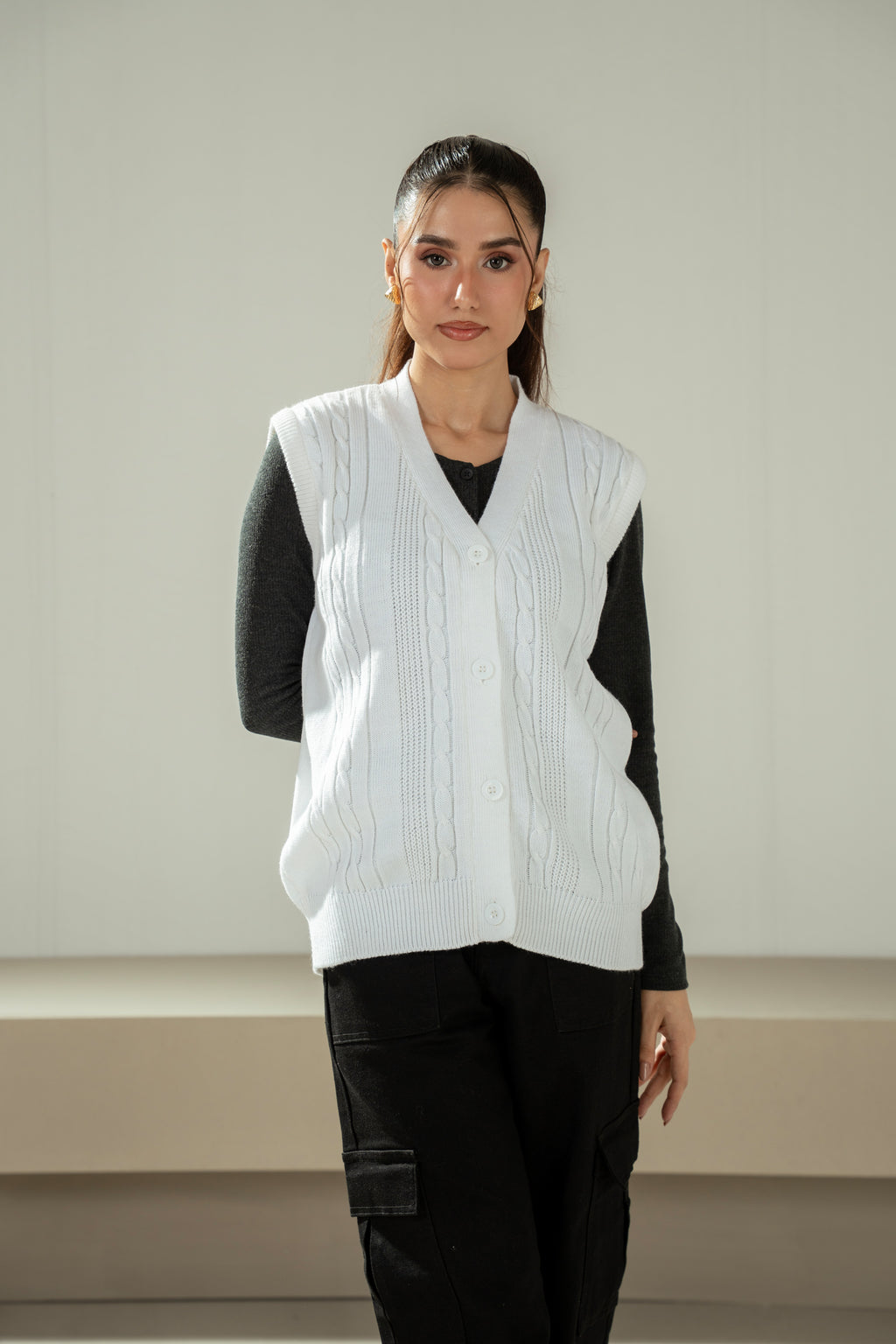 STYLIZED BUTTON DOWN CARDIGAN