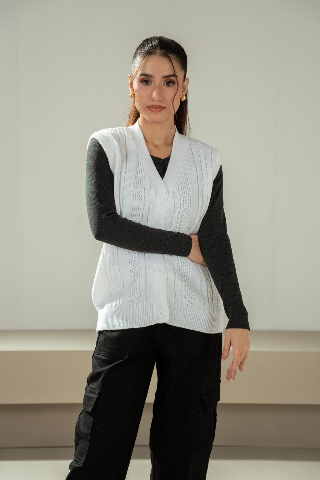 STYLIZED BUTTON DOWN CARDIGAN