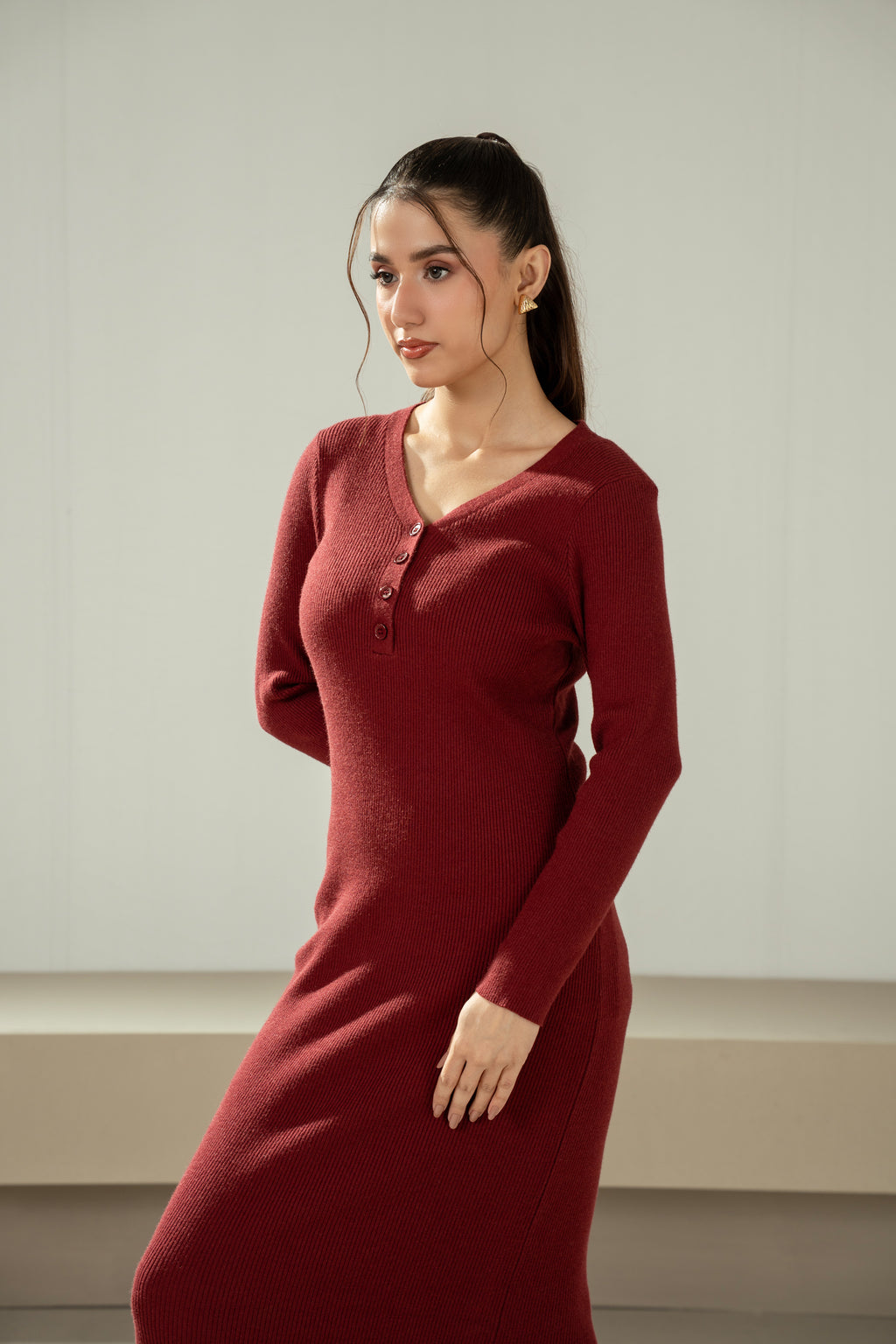 STYLIZED YARN DYED DRESS