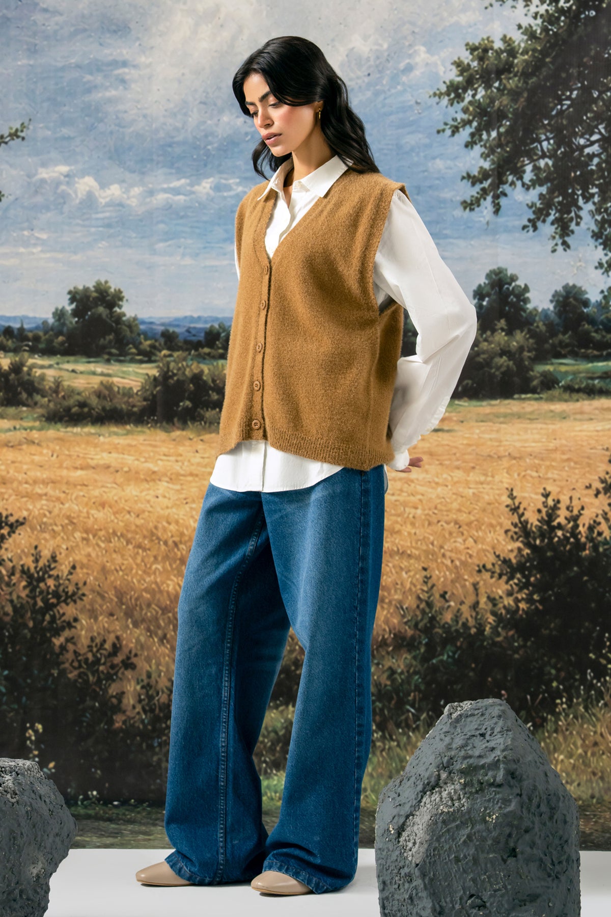 Sleeveless Button Down Sweater