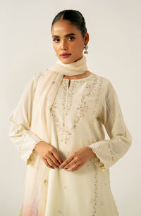 Unstitched 3 Piece Embroidered Cotton Net Suit