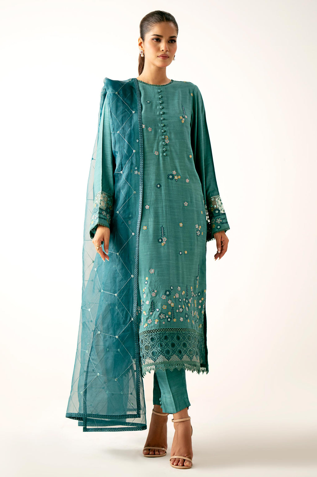 UNSTITCHED EMBROIDERED SUIT