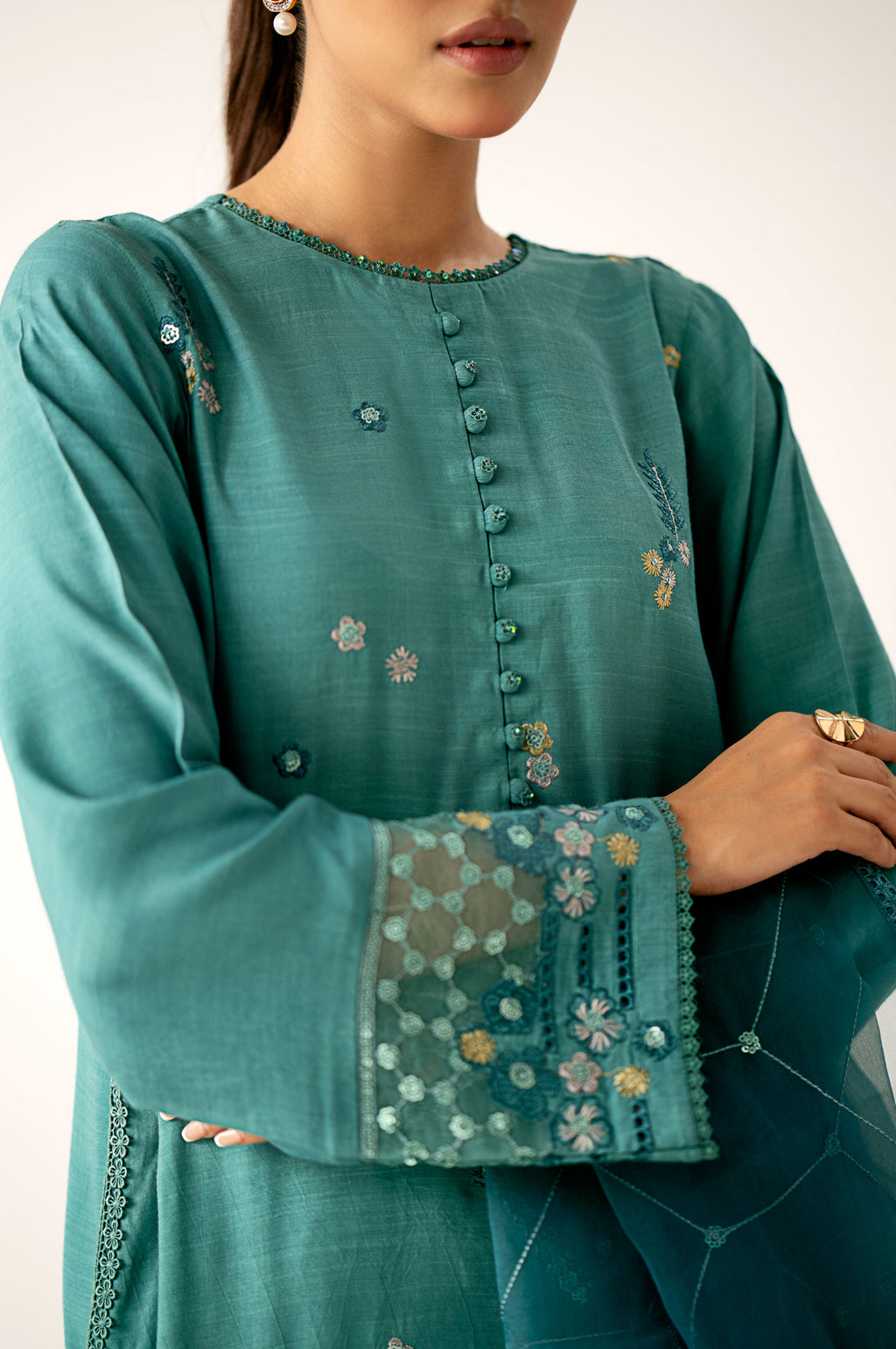 UNSTITCHED EMBROIDERED SUIT