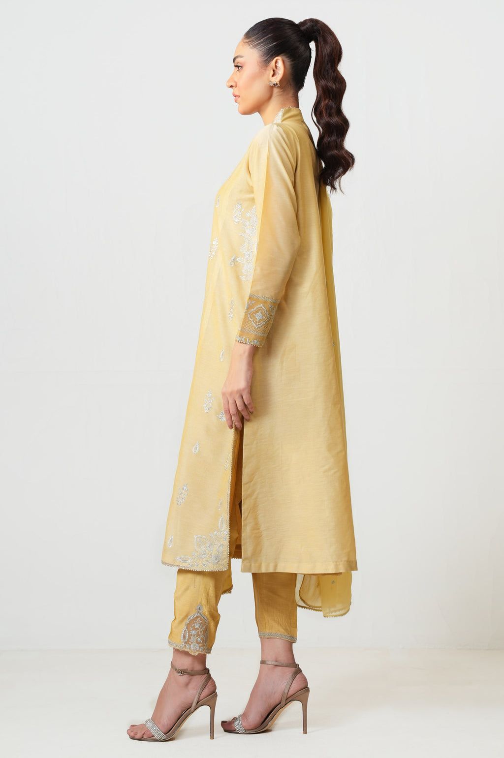 Unstitched 3 Piece Embroidered Cotton Net Suit