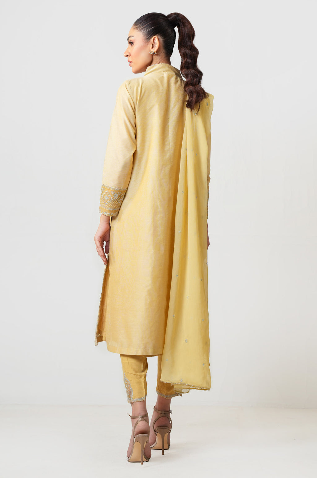 Unstitched 3 Piece Embroidered Cotton Net Suit