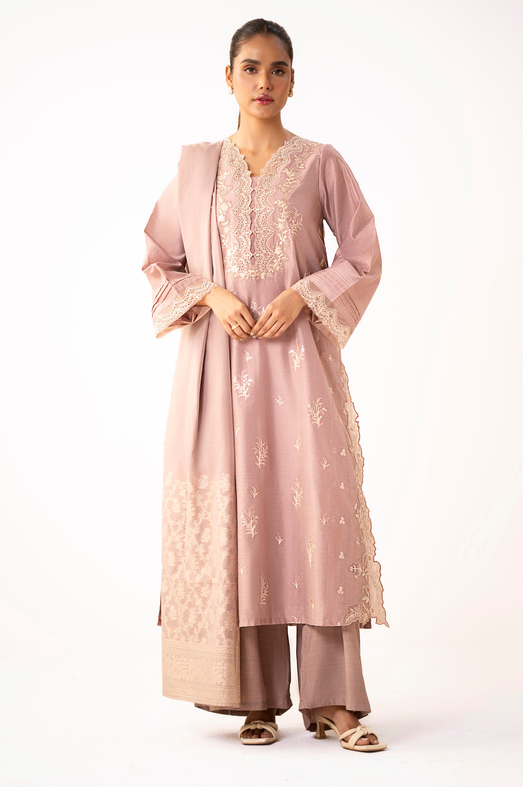 UNSTITCHED EMBROIDERED SUIT