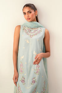 Unstitched 3 Piece Embroidered Cotton Net Suit