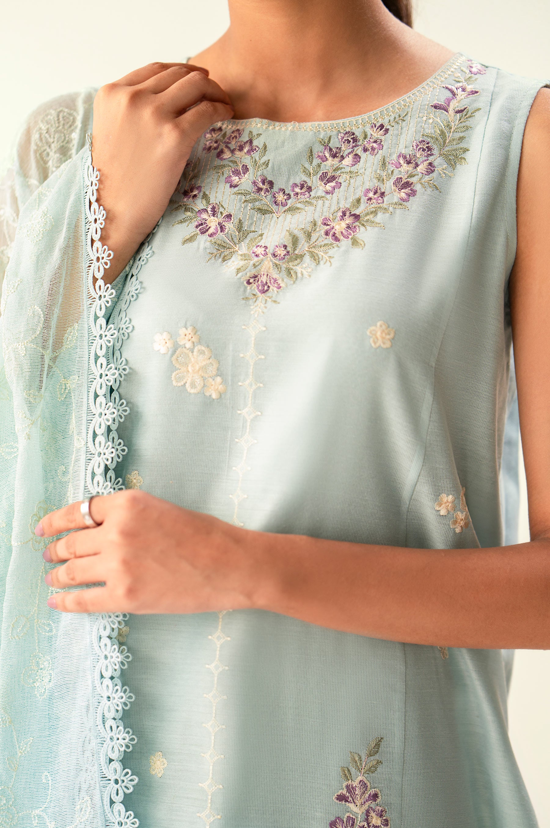 UNSTITCHED COTTON NET SHIRT