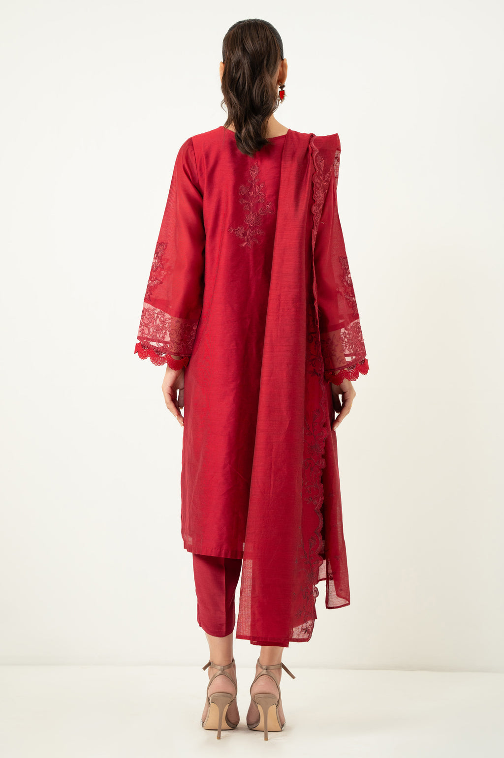 Unstitched 3 Piece Embroidered Cotton Net Suit
