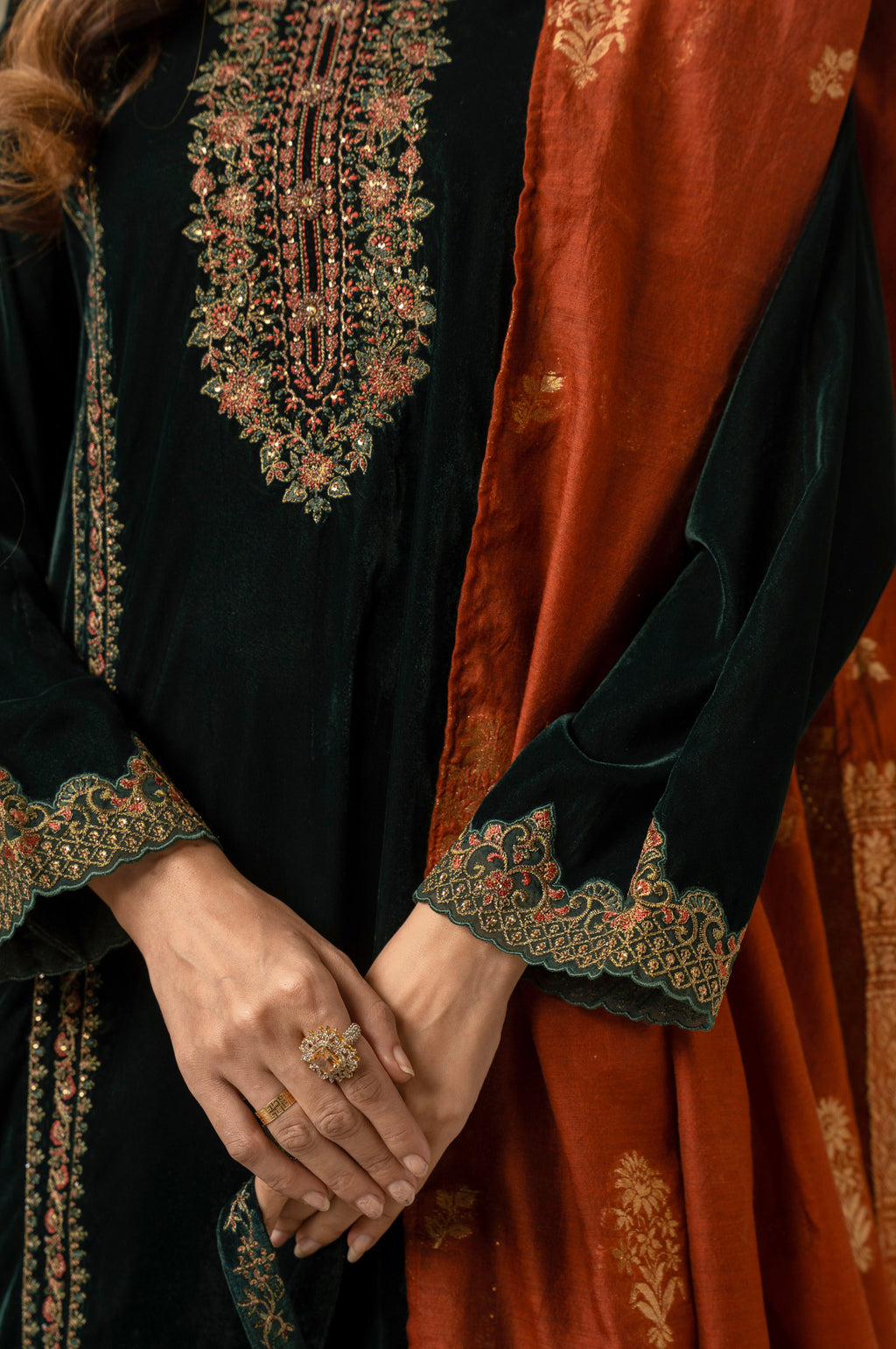 UNSTITCHED EMBROIDERED SUIT