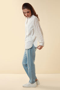 Dyed Embroidered Chiffon Western Top