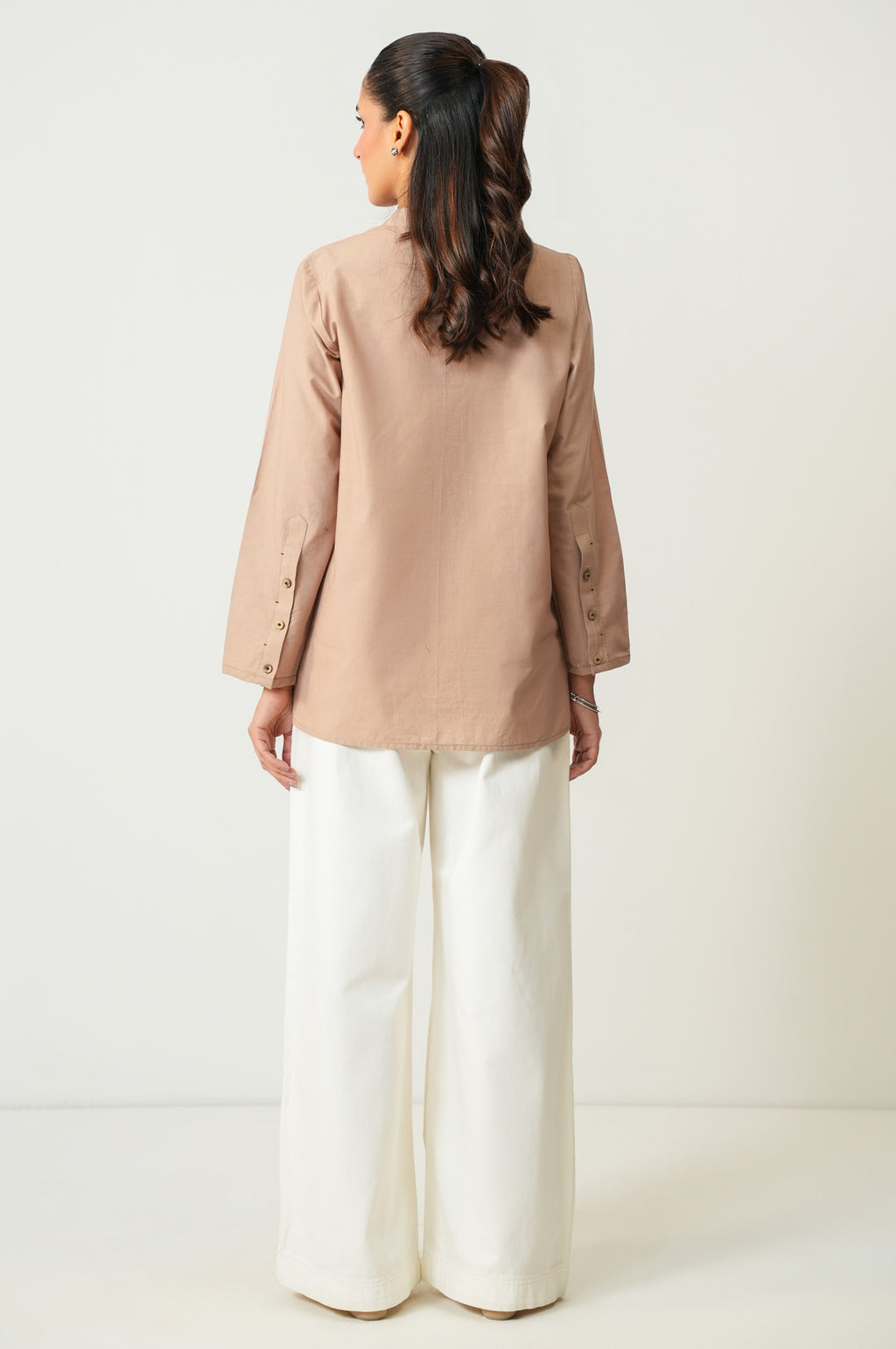 Stitched 1 Piece Button Down Dobby Solid Top