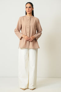 Stitched 1 Piece Button Down Dobby Solid Top