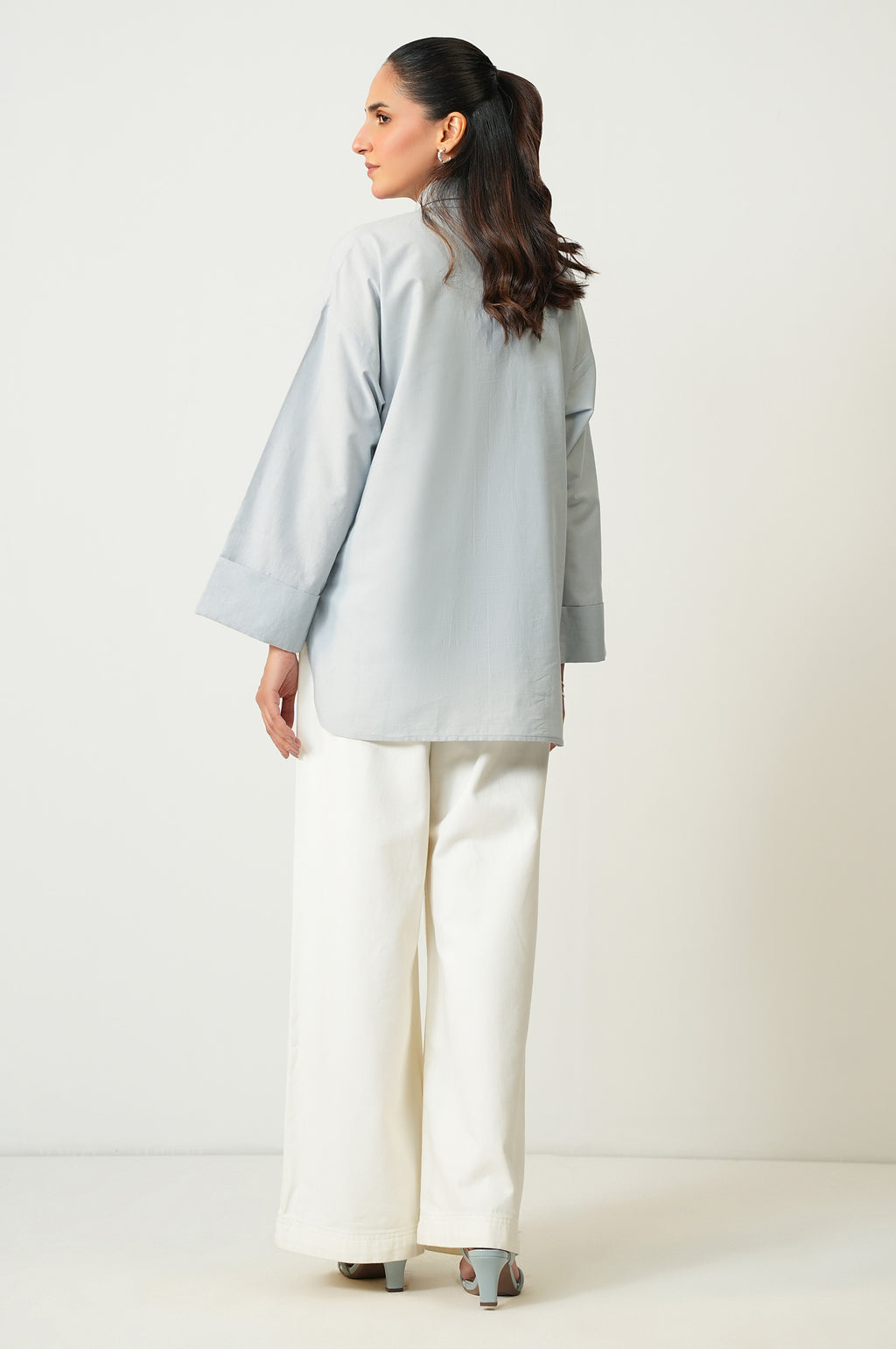 Stitched 1 Piece Button Down Dobby Solid Top