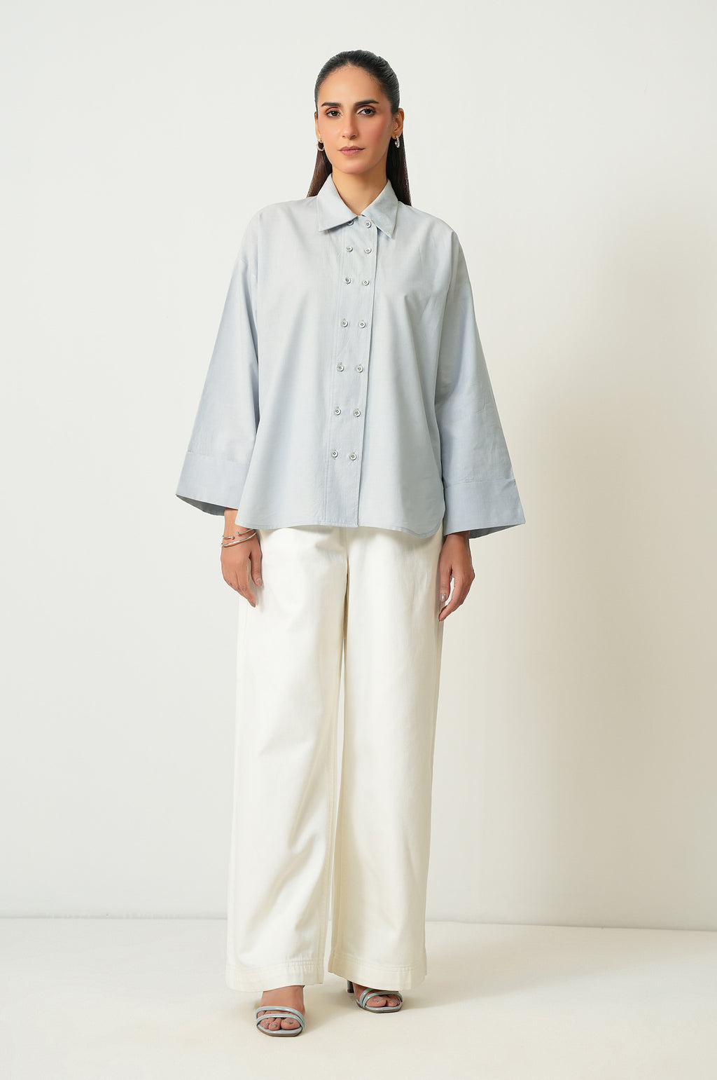 Stitched 1 Piece Button Down Dobby Solid Top
