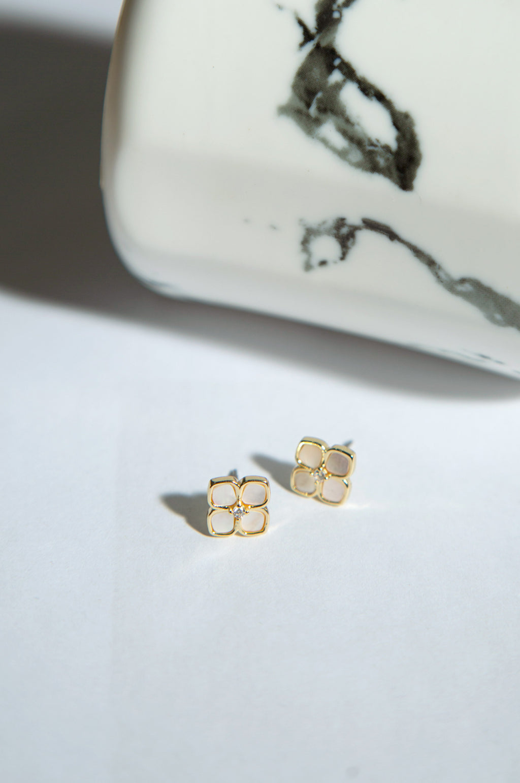 Golden-Plated Earrings with White Pearl