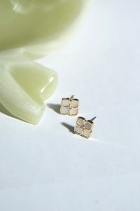 Golden-Plated Earrings with White Pearl