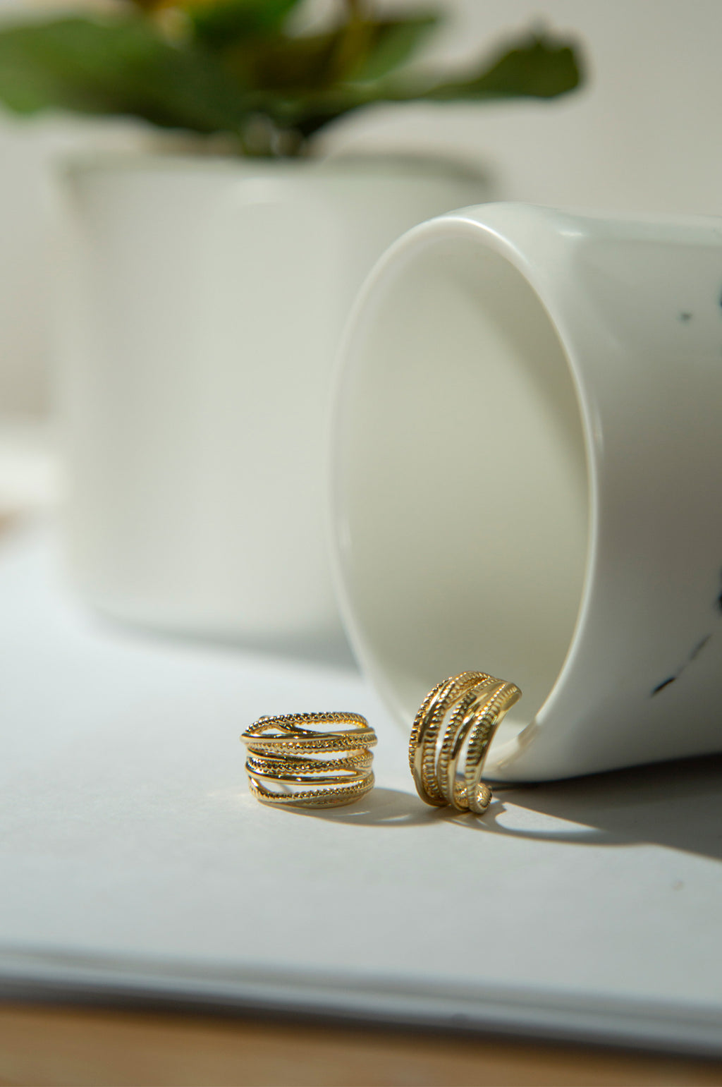 Golden-Plated Rope-Style Earrings