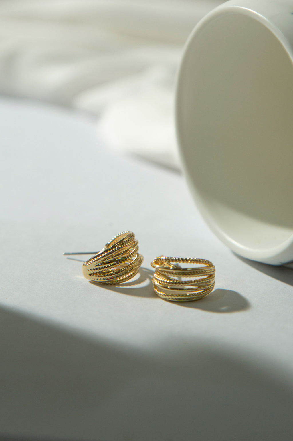 Golden-Plated Rope-Style Earrings