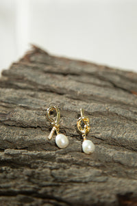 Golden-Plated Pearl Drop Earrings