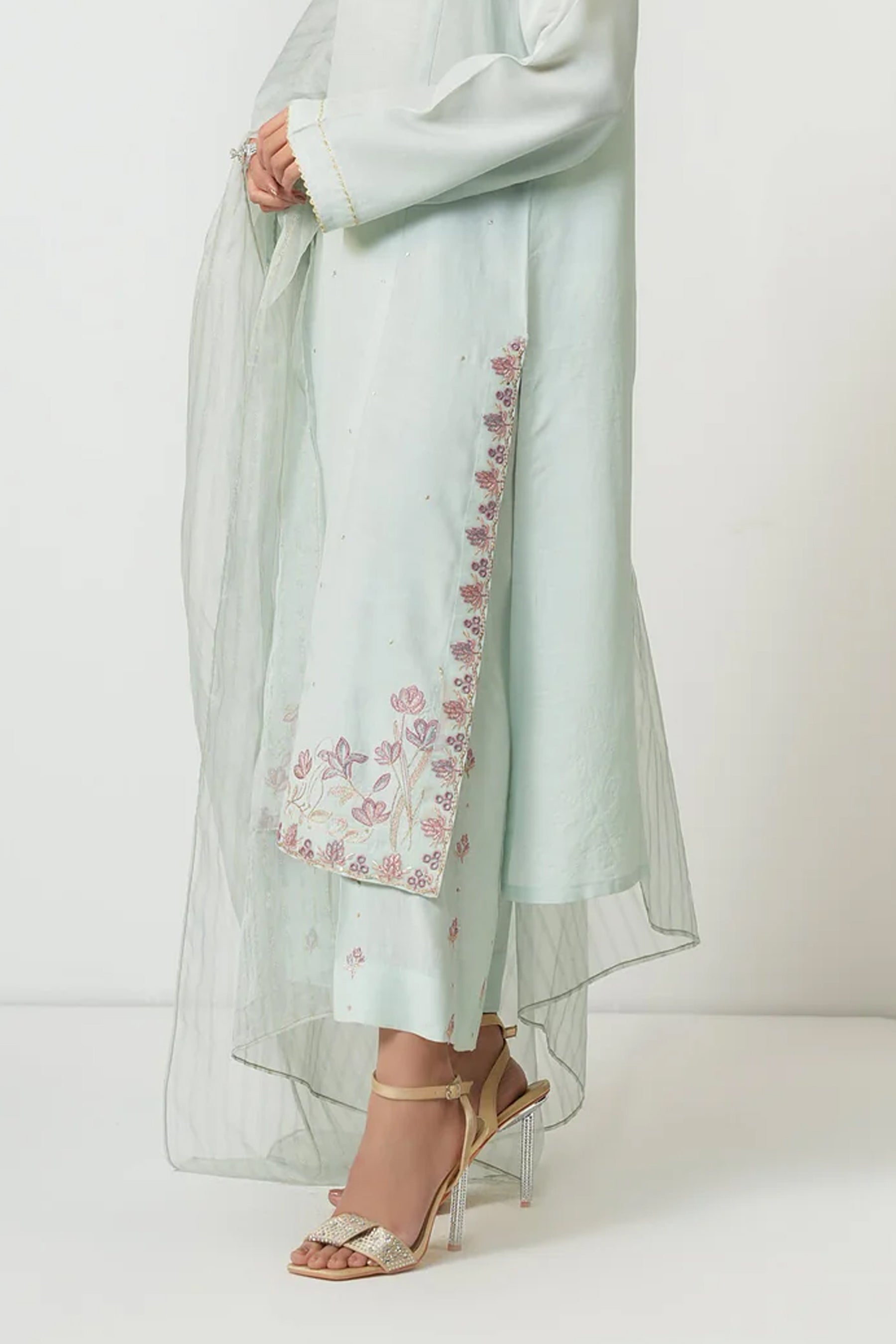 STITCHED EMBROIDERED RAW SILK BOTTOM (FACTORY E-OUTLET)