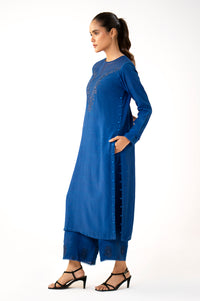 Stitched 2 Piece Embroidered Raw Silk Suit