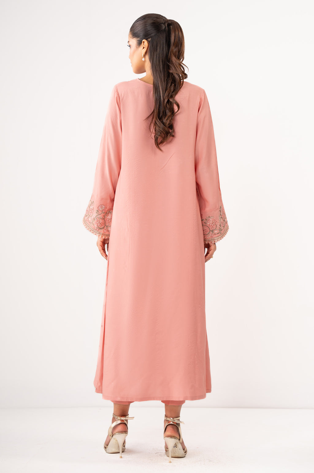 Stitched 2 Piece Embroidered Raw Silk Suit