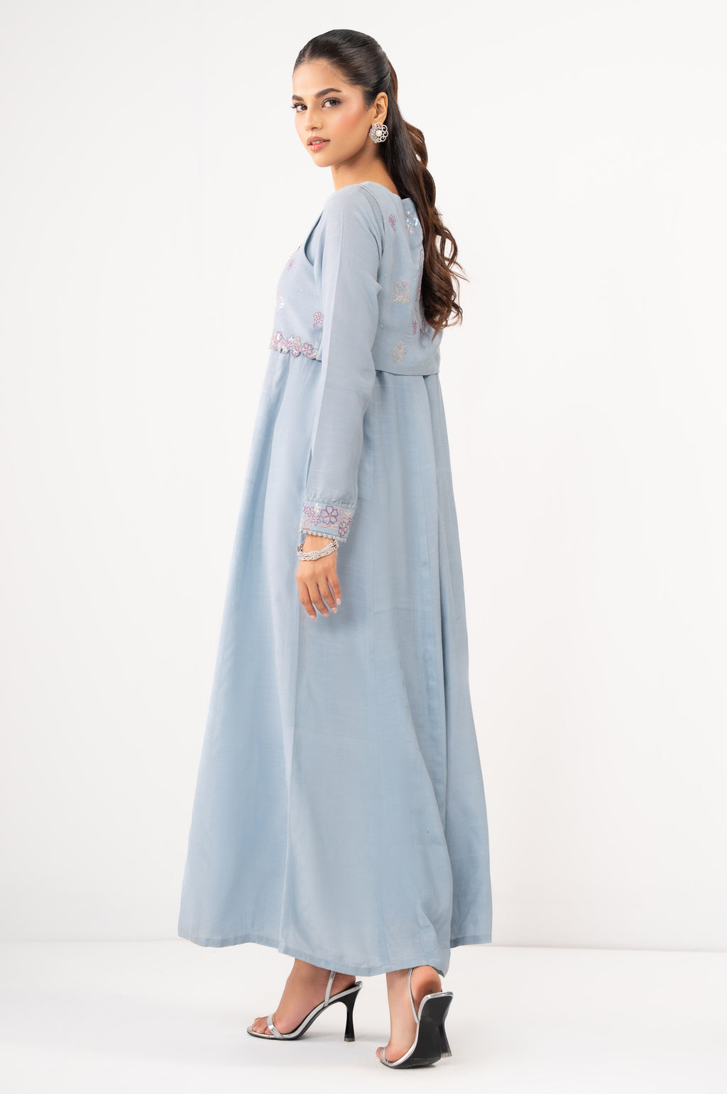 Stitched 2 Piece Embroidered Raw Silk Suit