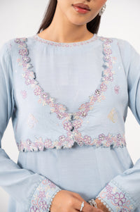 Stitched 2 Piece Embroidered Raw Silk Suit