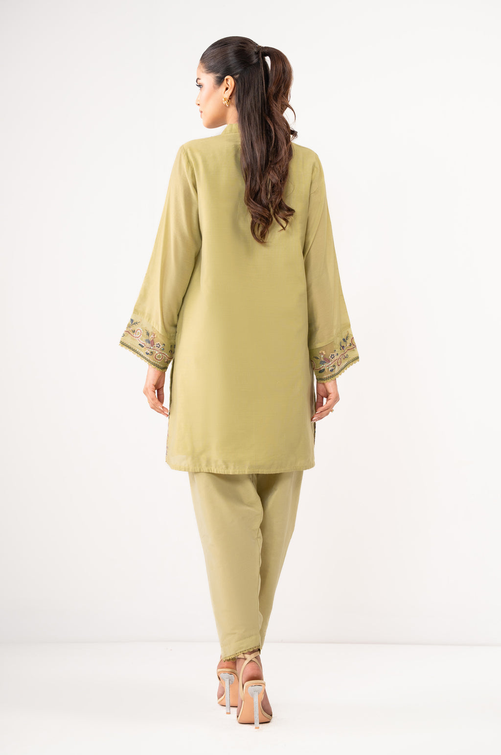 Stitched 2 Piece Embroidered Cotton Net Suit