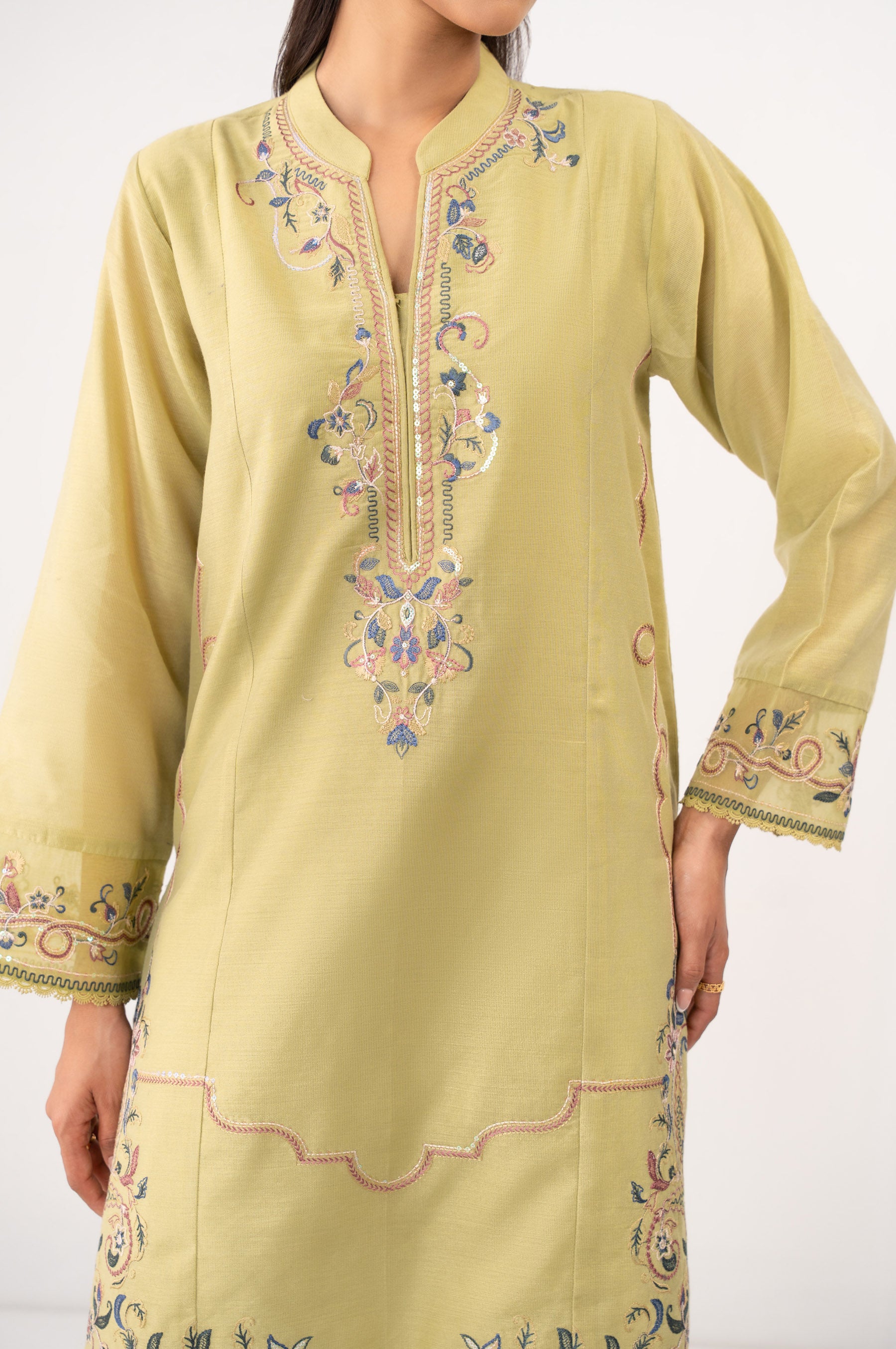 EMBROIDERED COTTON NET STITCHED SHIRT