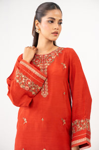 Stitched 2 Piece Embroidered Raw Silk Suit