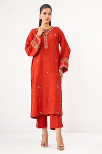Stitched 2 Piece Embroidered Raw Silk Suit