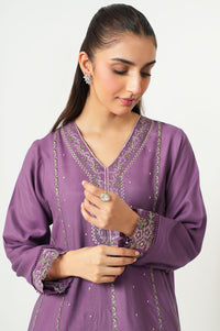 Stitched 2 Piece Embroidered Oak Silk Suit