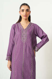 Stitched 2 Piece Embroidered Oak Silk Suit