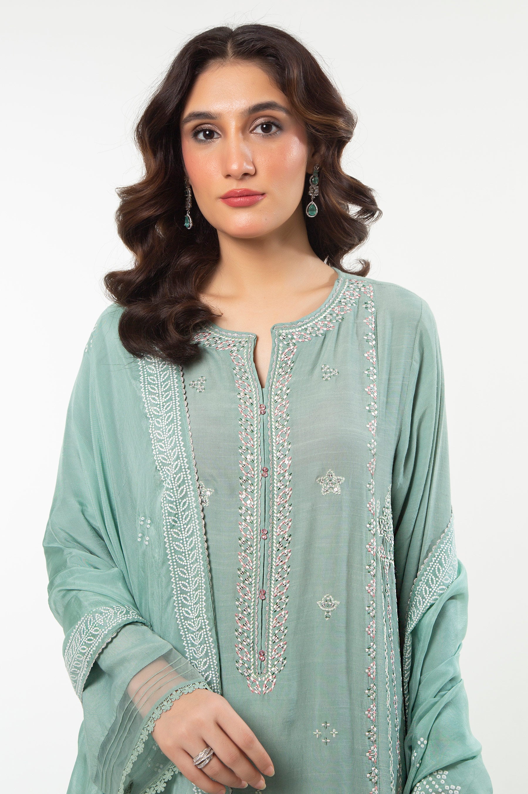 EMBROIDERED RAW SILK STITCHED SHIRT BOTTOM