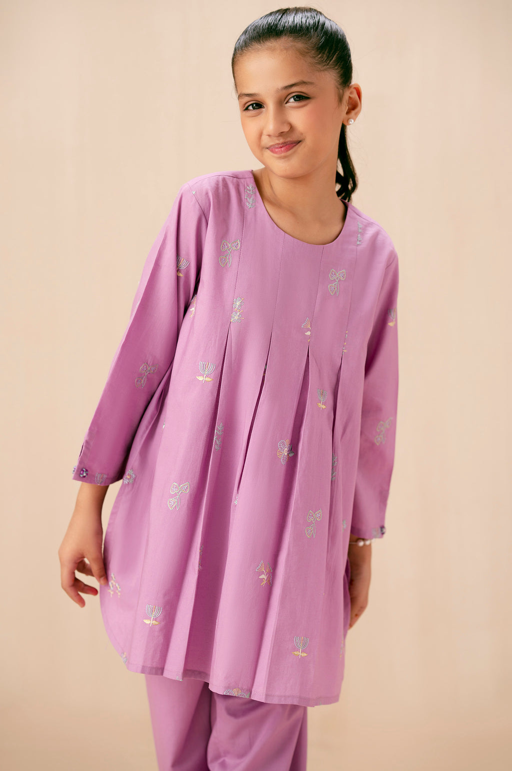 Stitched 2 Piece Embroidered Cambric Suit