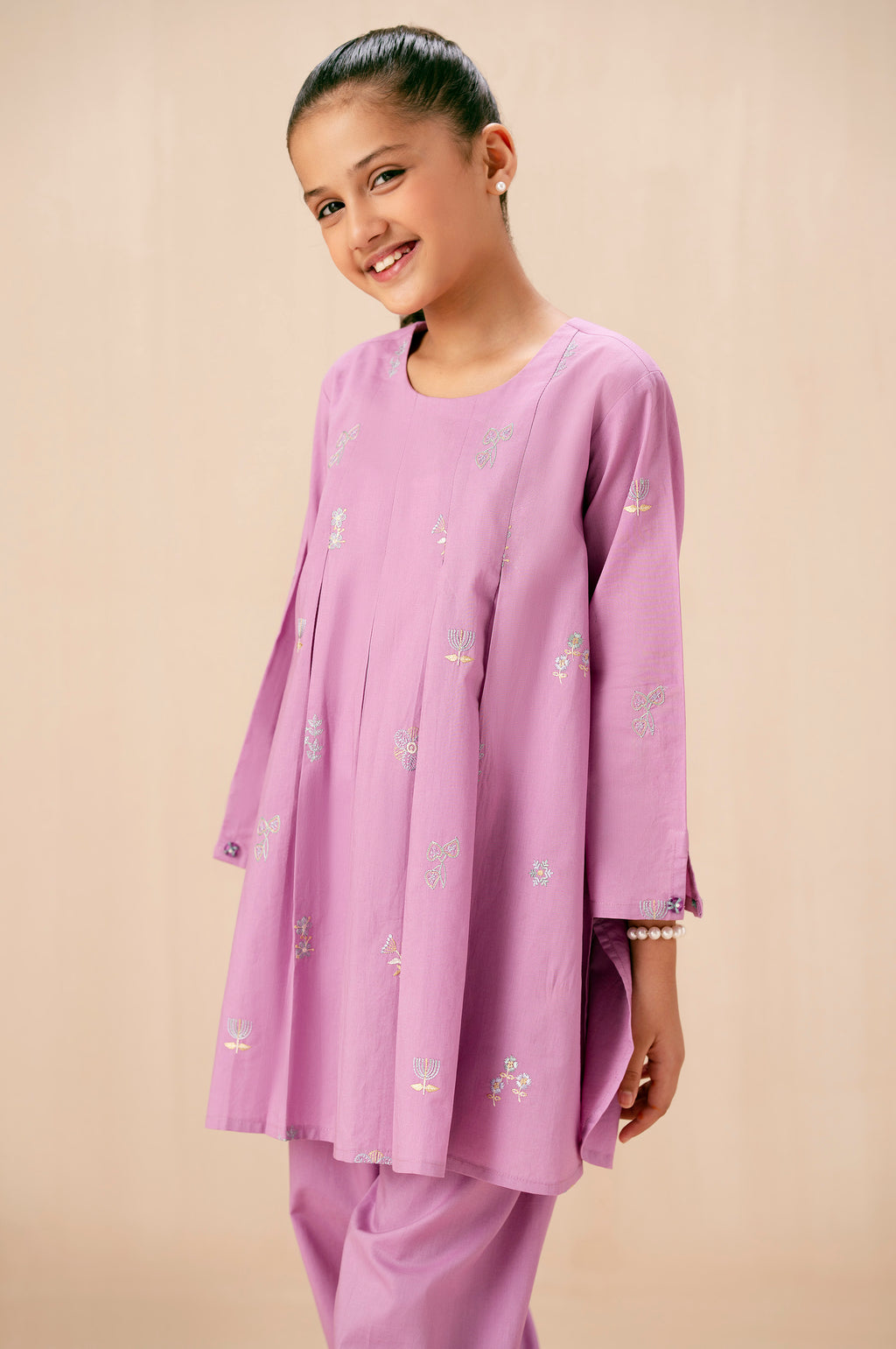 Stitched 2 Piece Embroidered Cambric Suit