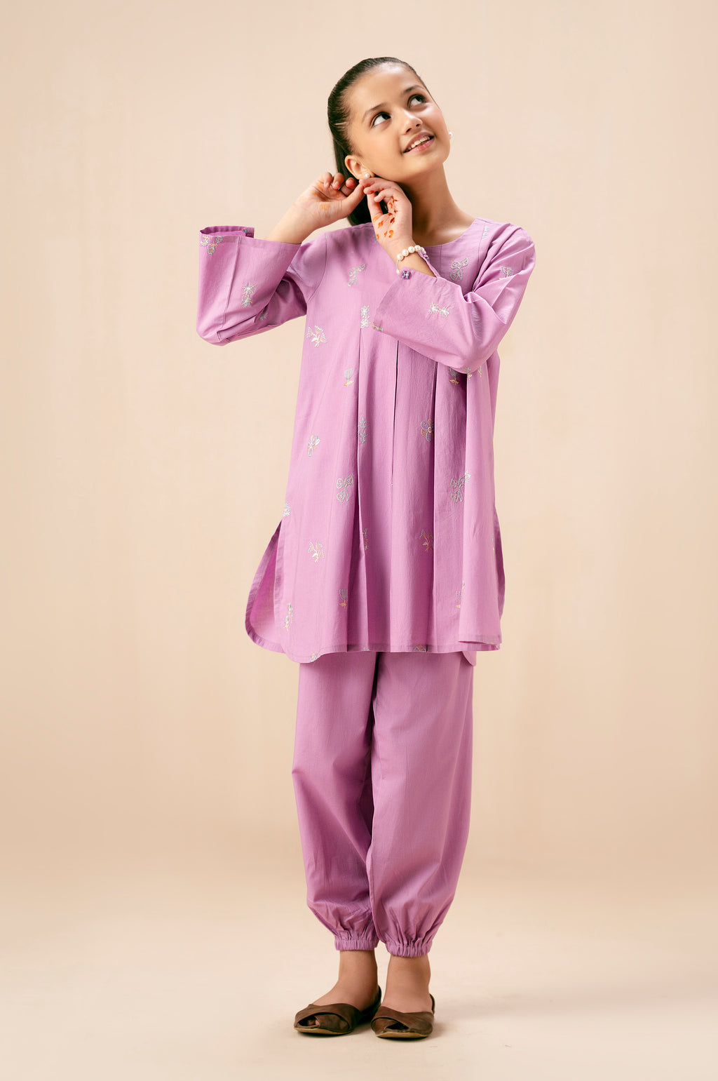 Stitched 2 Piece Embroidered Cambric Suit