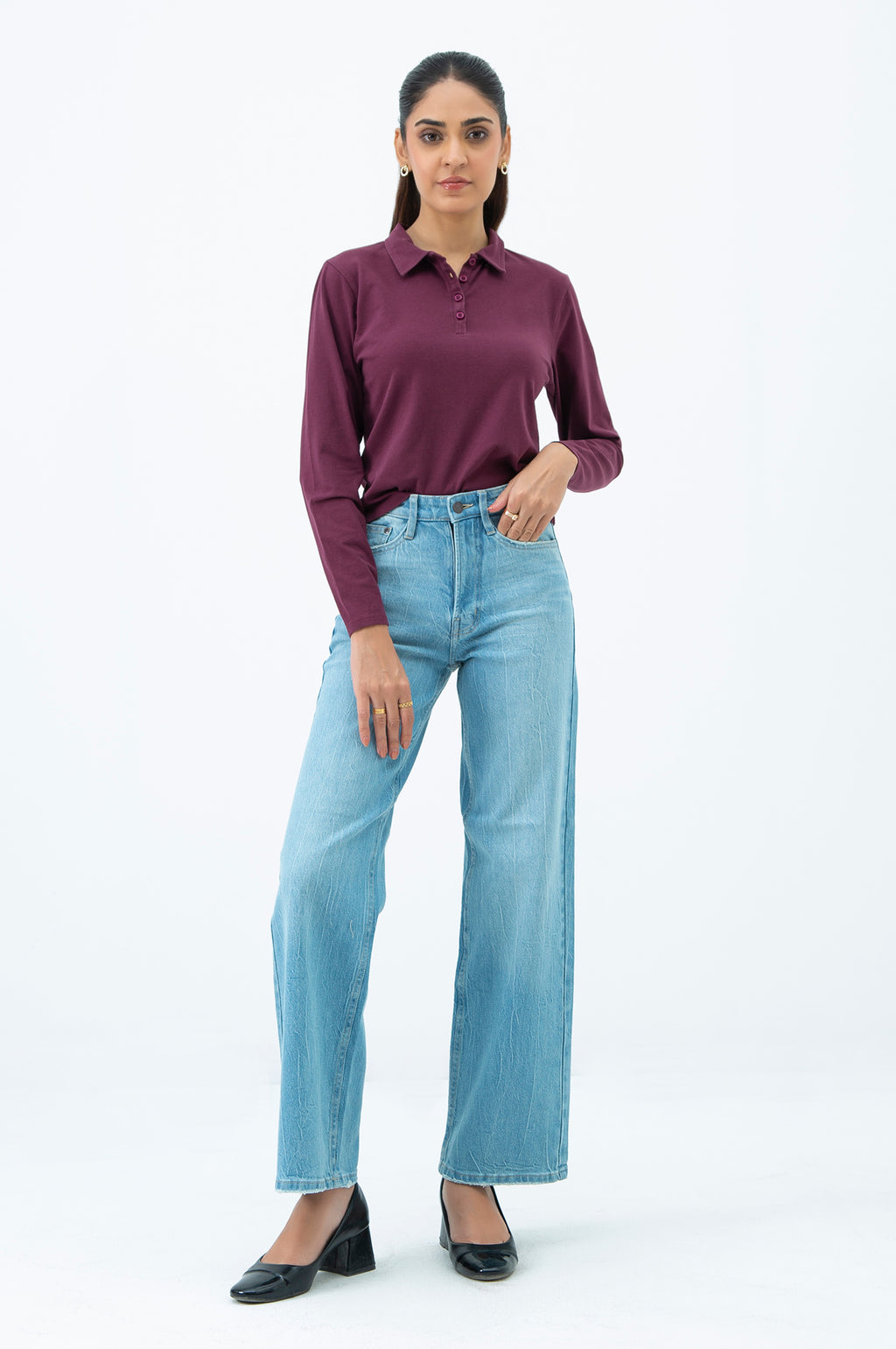 WIDE LEG DENIM PANTS
