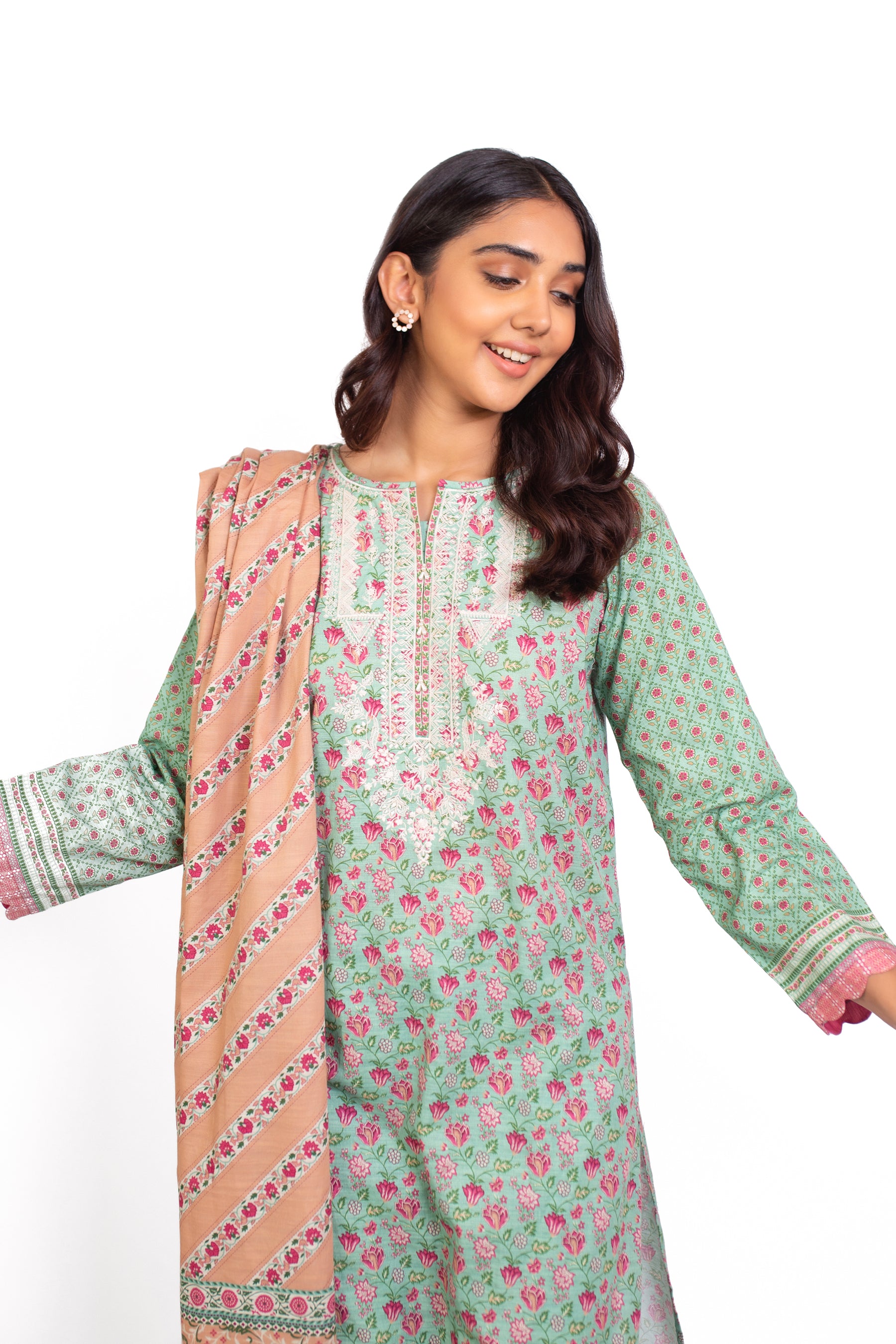 Rs 5400 Sahiba stitched Khaddar Emb 3pc  ~ [Chest 20] [Length 46] MEDIUM main image 0