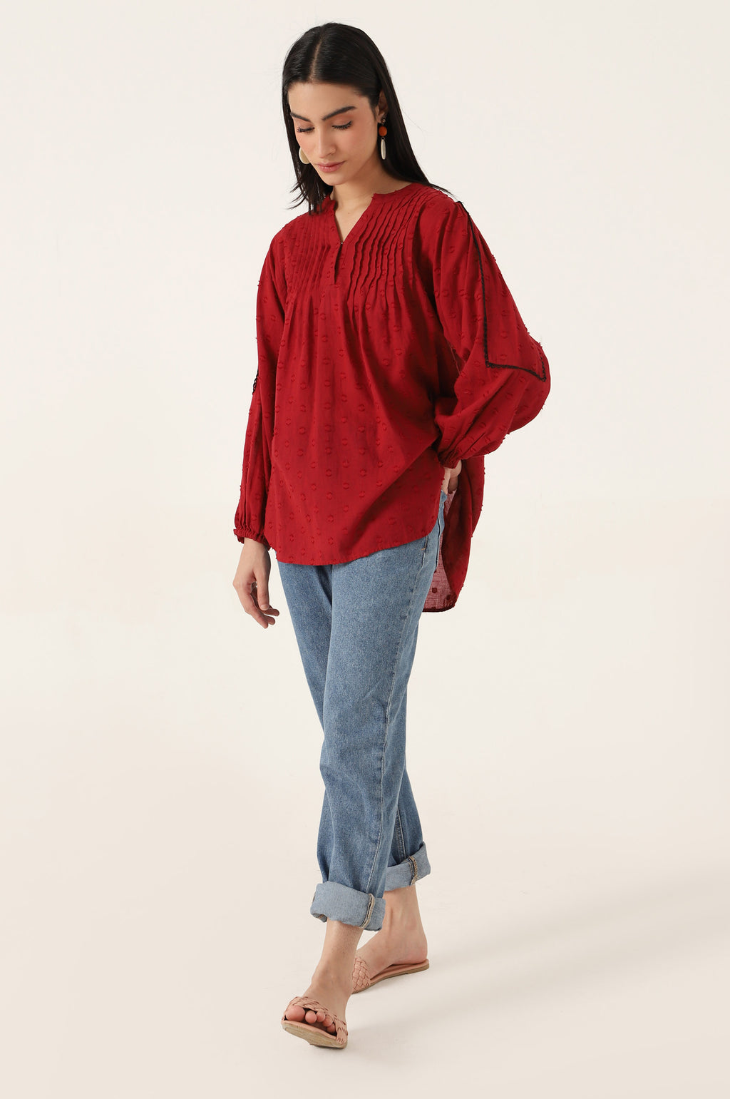 Stitched 1 Piece Embellished Brochia Shirt