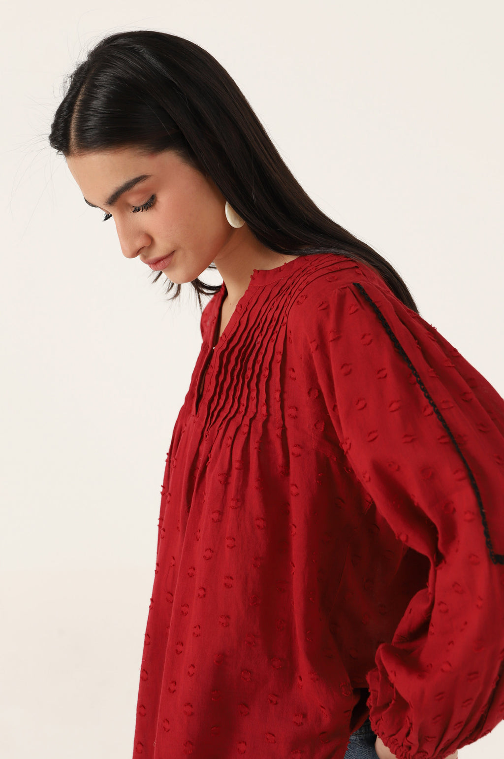 Stitched 1 Piece Embellished Brochia Shirt