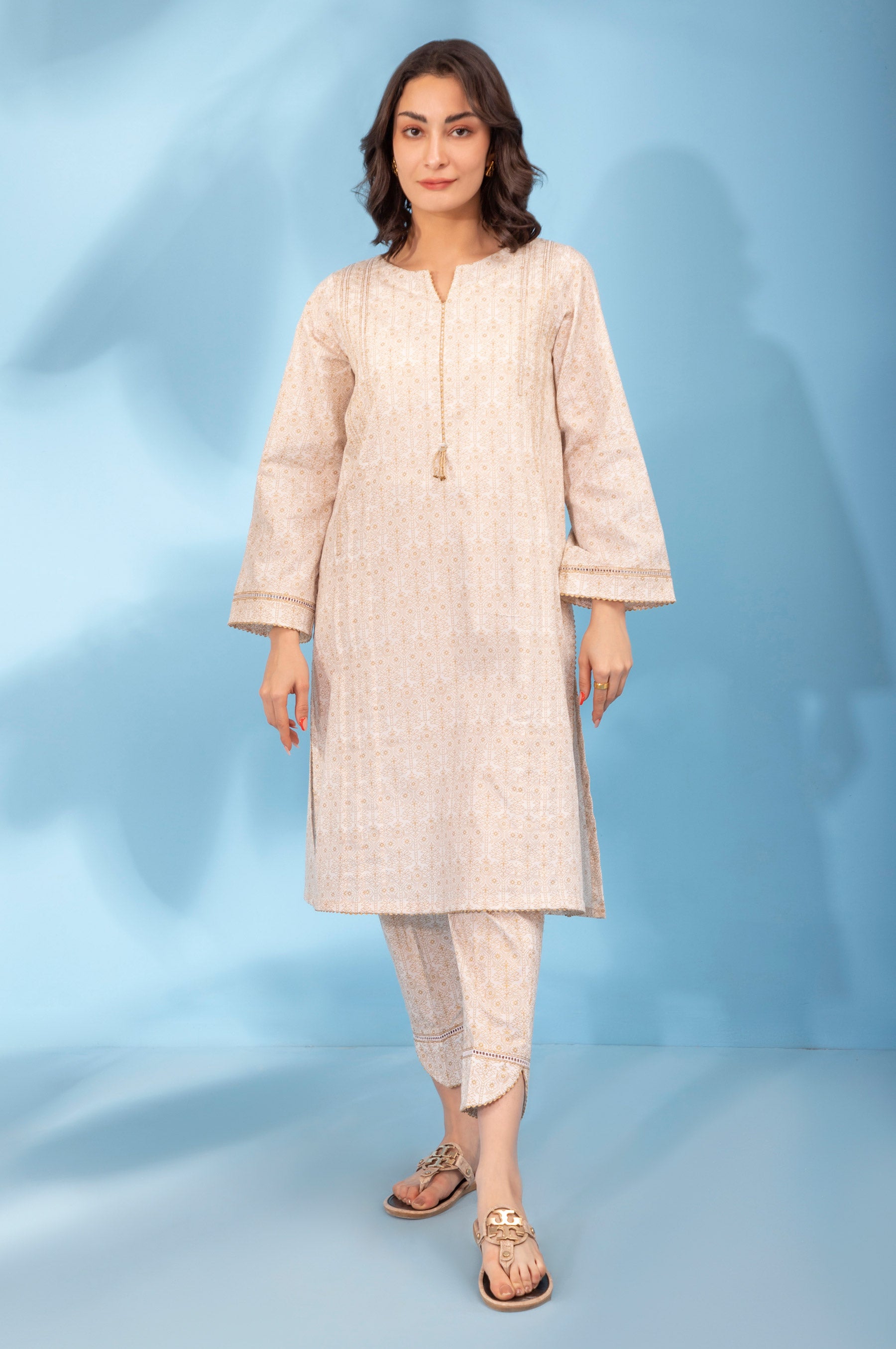 Zauk Georgette Stitched 2 Piece Suit - Rust Two Piece - ZK25CC - Casual Collection