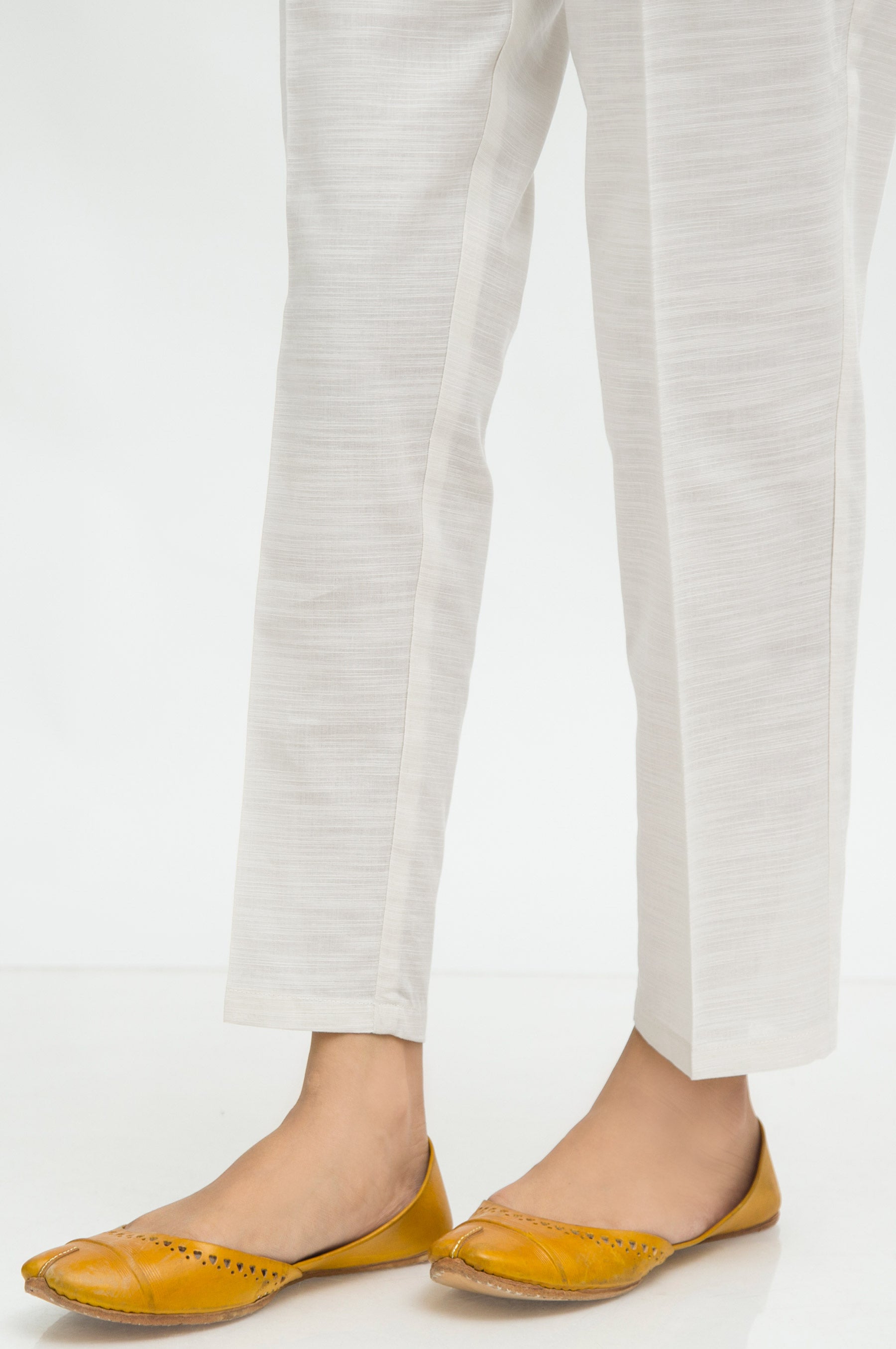 Basic Plain Khaddar Cigarette Pant - White